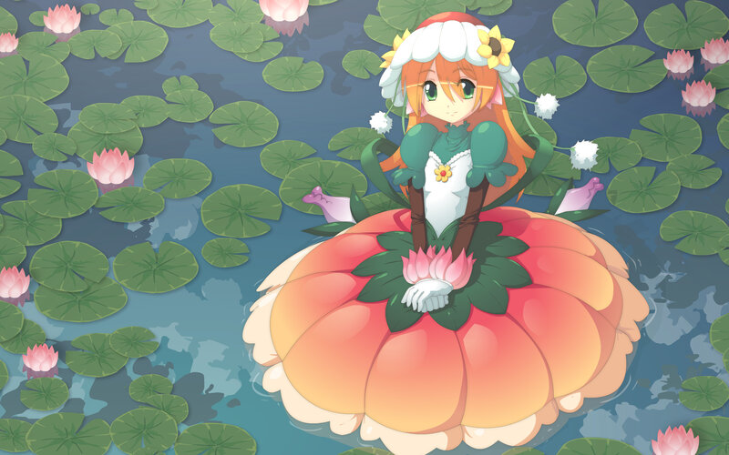 Anime Girl on Lotus — Green