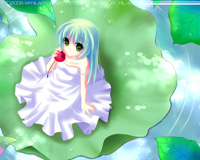 Anime Girl on Lotus Leaf