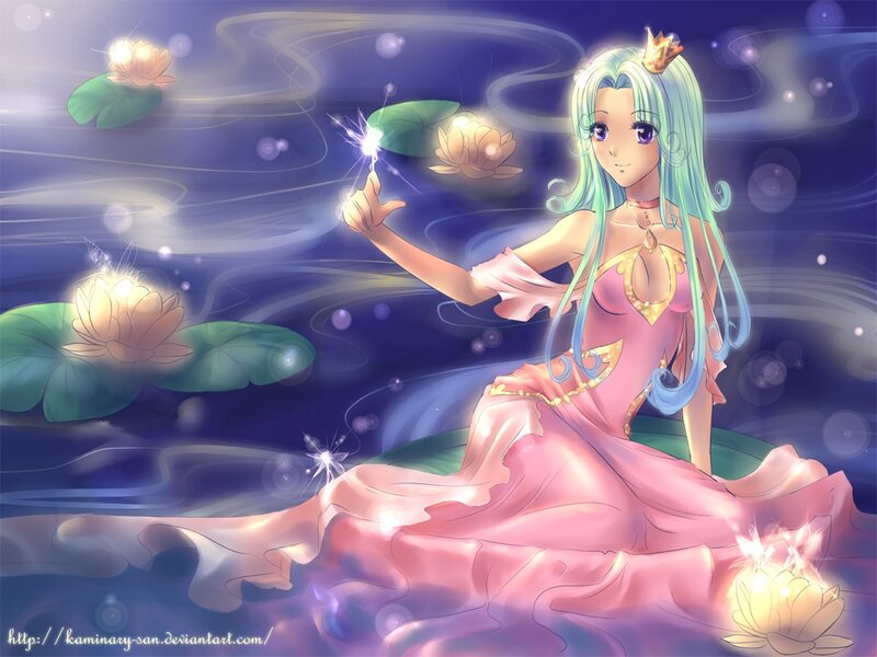 Anime Girl on Lotus — Pink