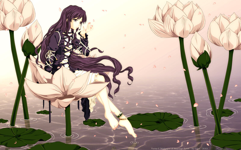 Anime Girl on Lotus — Purple