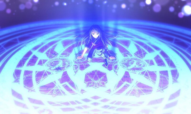Anime Girl on Magic Circle — Blue, Dramatic