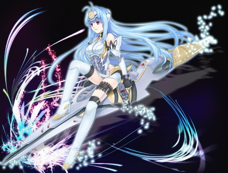 Anime Girl on Mech — Blue