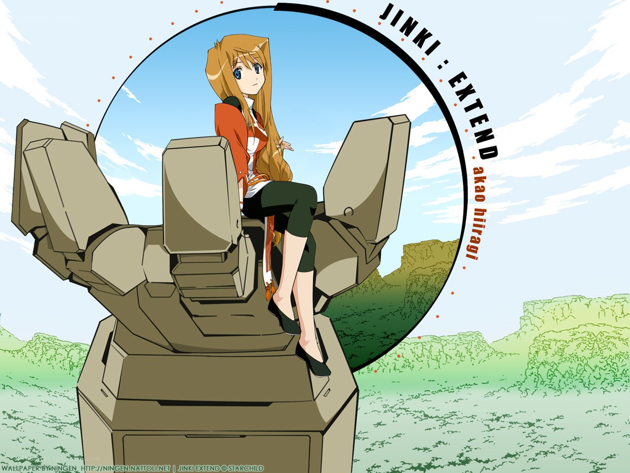 Anime girl on mech statue