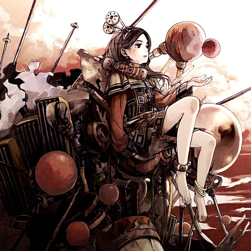 anime girl on mechanical vehicle
