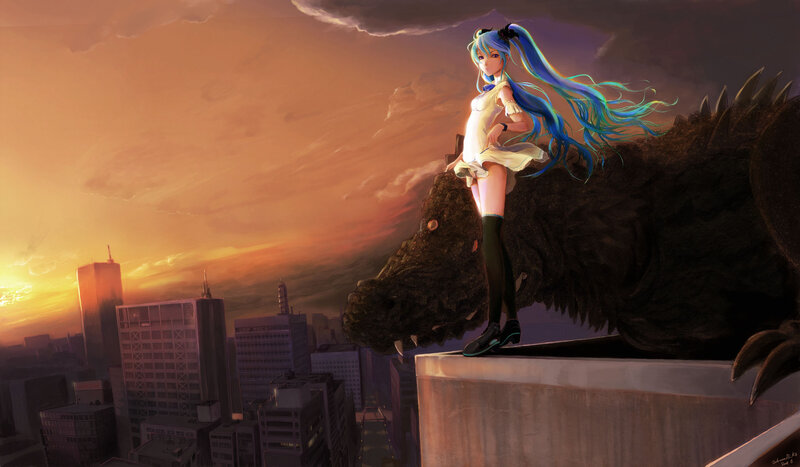 Anime Girl on Monster — Orange
