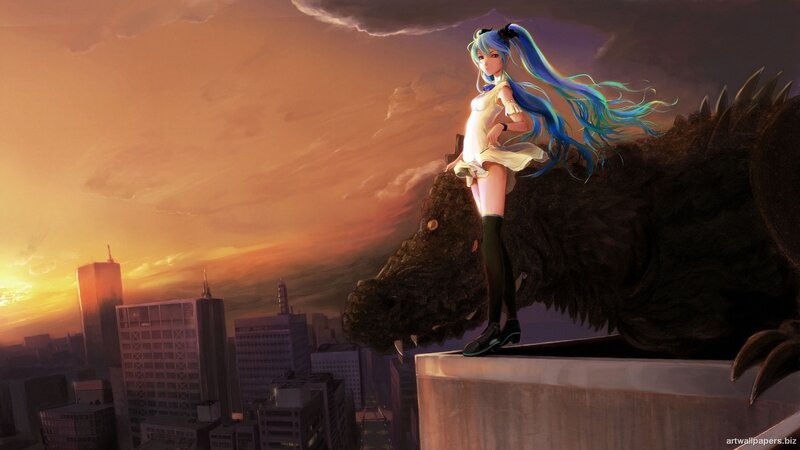 Anime Girl on Monster