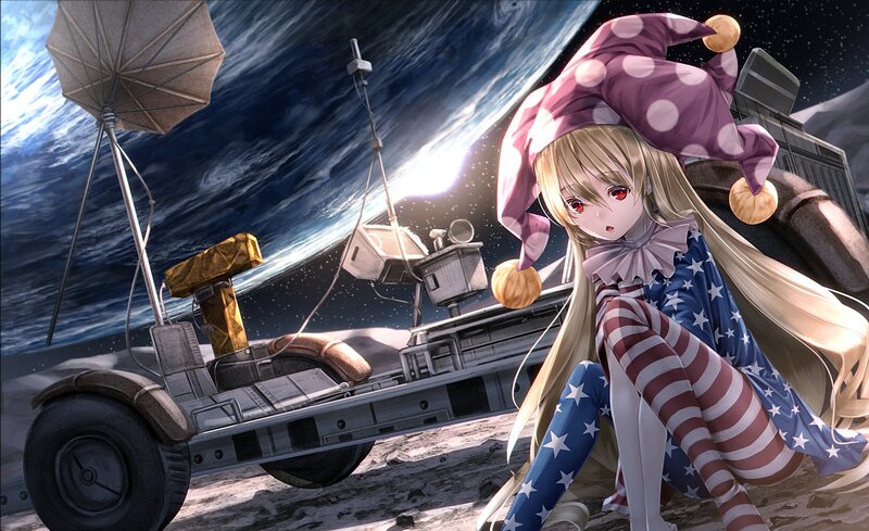 Anime Girl on Moon — Blue