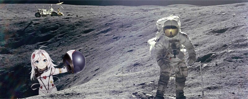 Anime Girl on Moon — Gray