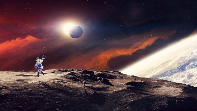 Anime Girl on Moon Surface