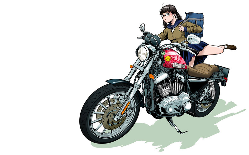 anime girl on motorcycle
