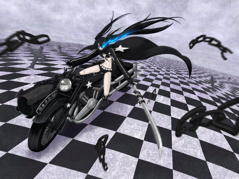 Anime girl on motorcycle