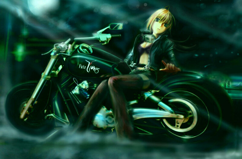 anime girl on motorcycle