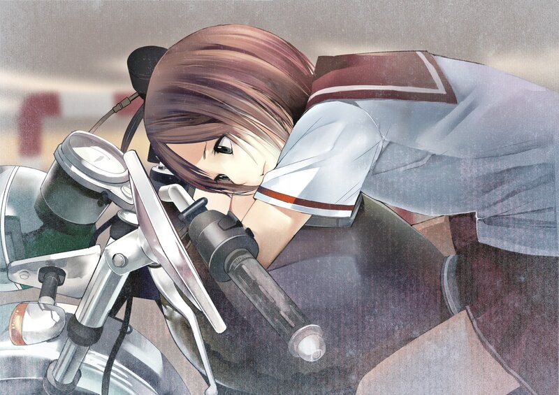 anime girl on motorcycle