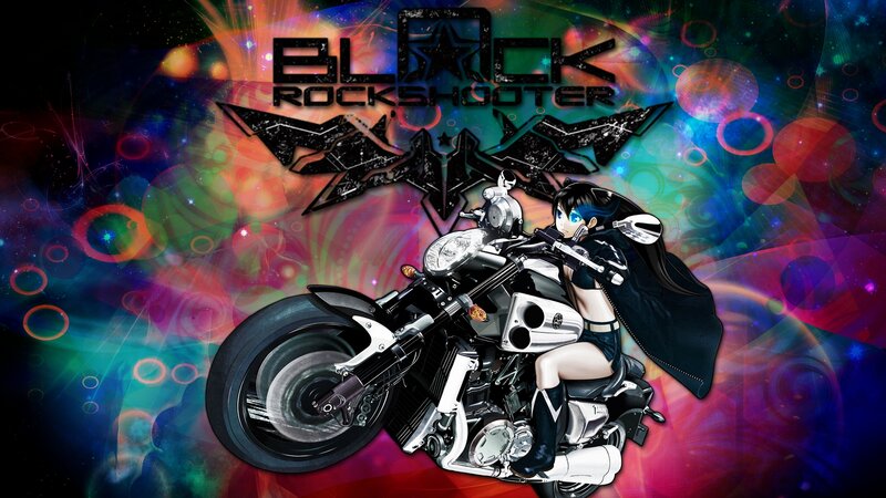 Anime Girl on Motorcycle — Black, Dramatic, Digital Art, Capes