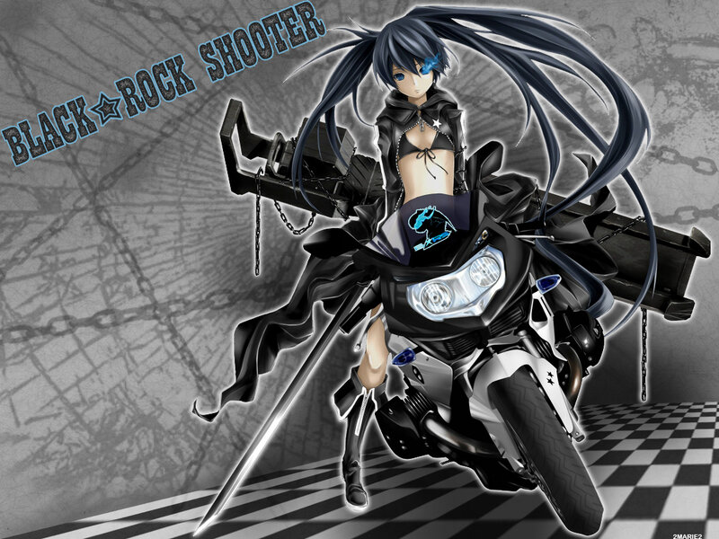 Anime Girl on Motorcycle — Black