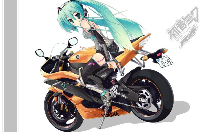 Anime Girl on Motorcycle — Orange, Dynamic, Digital Art