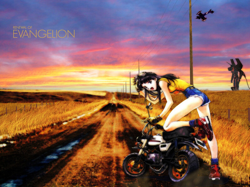 Anime Girl on Motorcycle — Orange