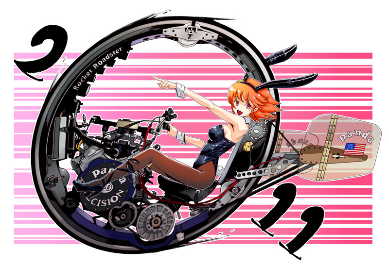 Anime Girl on Motorcycle — Pink, Dynamic