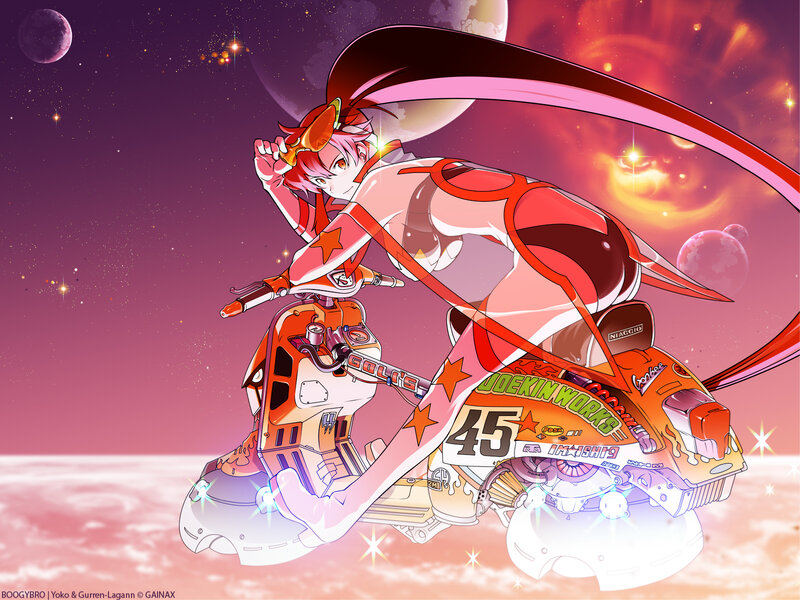 Anime Girl on Motorcycle — Pink