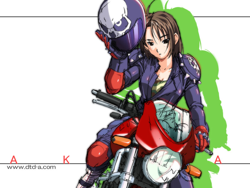 Anime Girl on Motorcycle — Red, Dynamic, Manga
