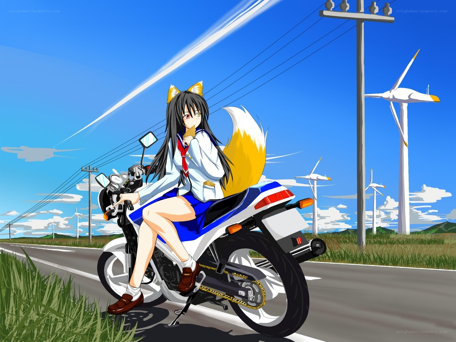 anime girl on motorcycle