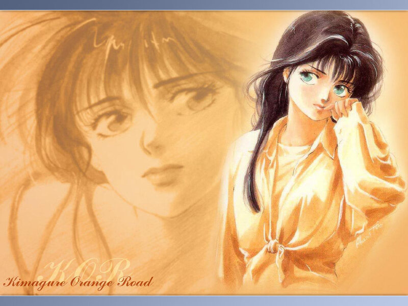Anime girl on orange background