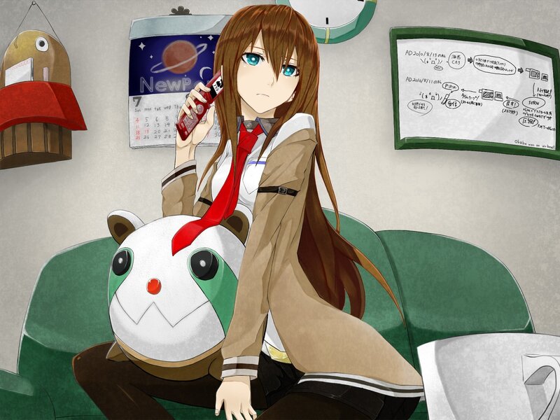 anime girl on phone