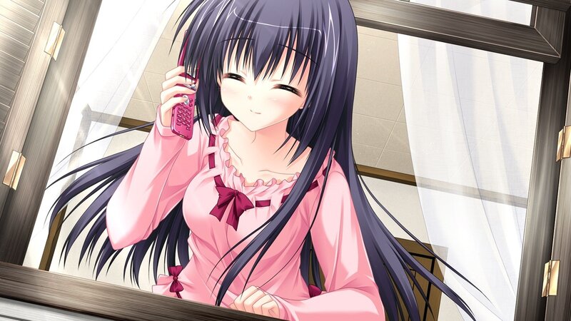 anime girl on phone