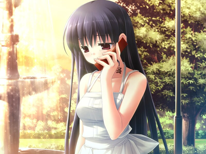 anime girl on phone