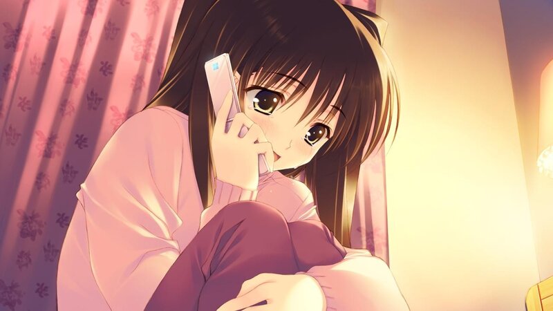 anime girl on phone