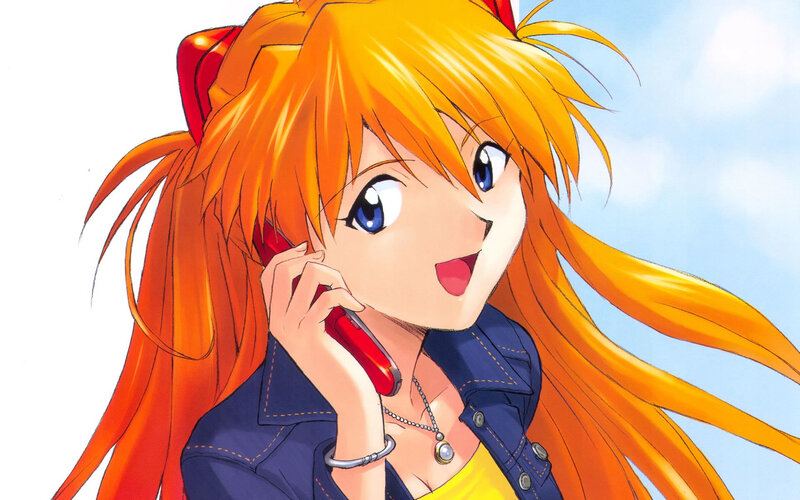 anime girl on phone