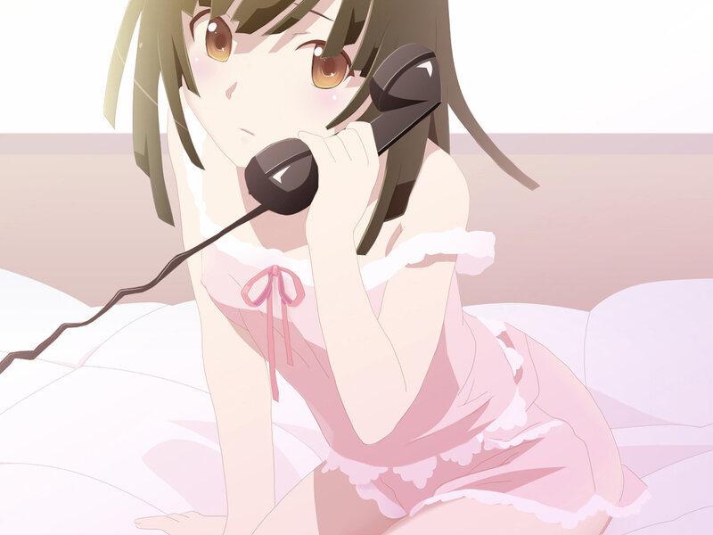 anime girl on phone