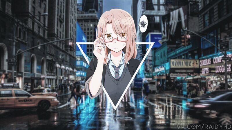 Anime Girl on Phone — Blue, Dramatic, Night