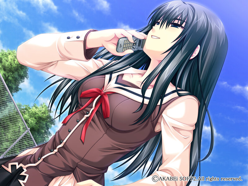 Anime Girl on Phone — Blue