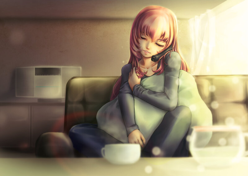 Anime girl on phone call