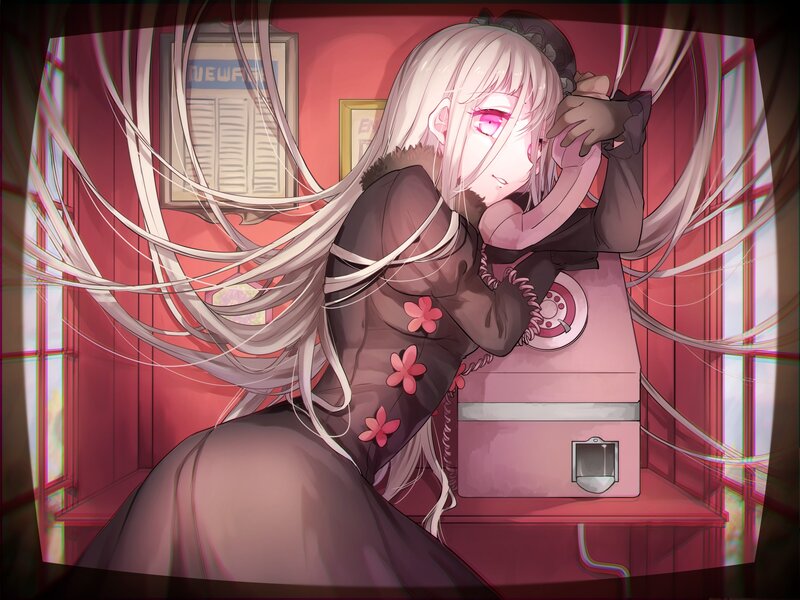 Anime Girl on Phone — Pink, Dramatic