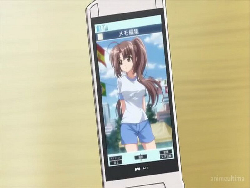 Anime Girl on Phone Screen — Blue