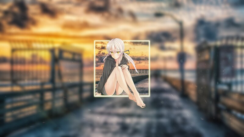 Anime Girl on Pier — Orange