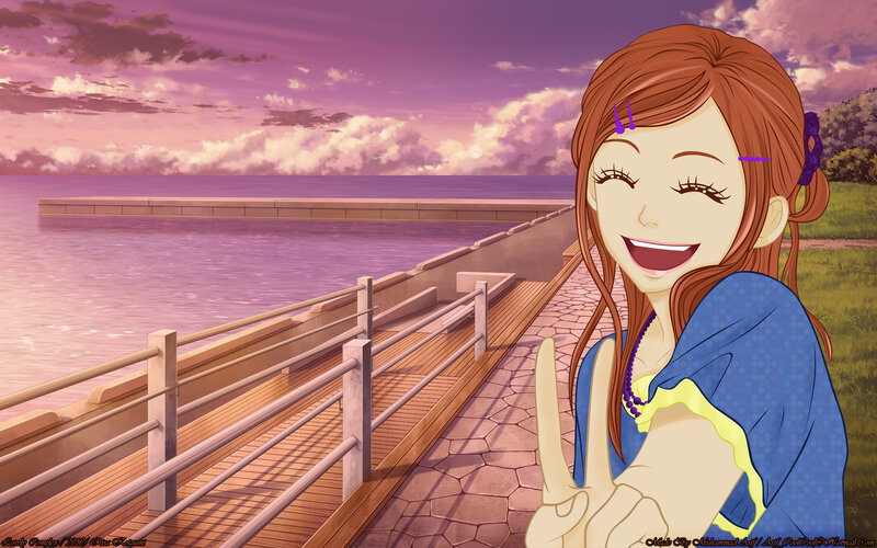 Anime Girl on Pier — Purple