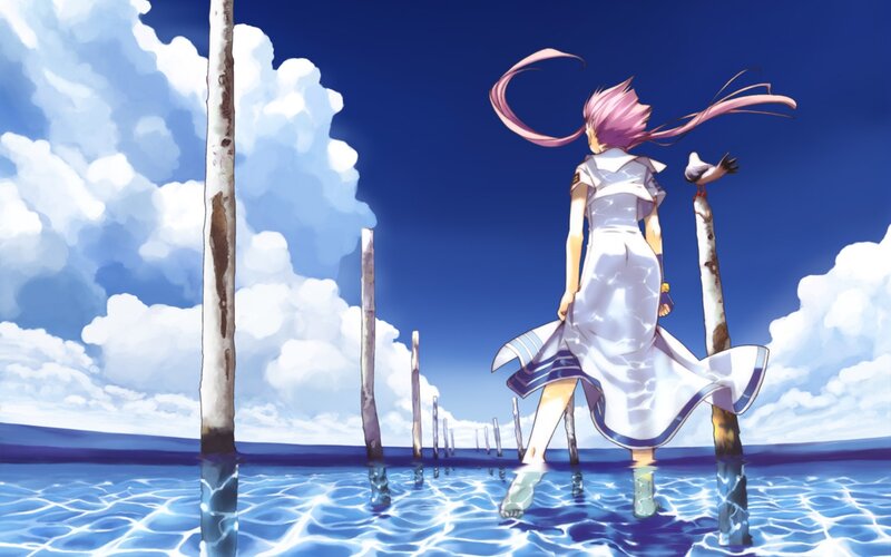 Anime girl on pier