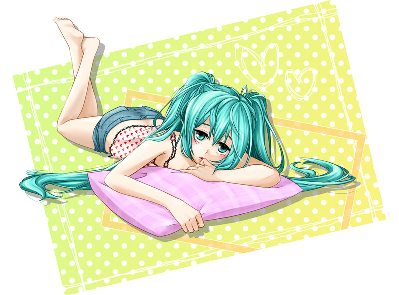 Anime Girl on Pillow — Cyan