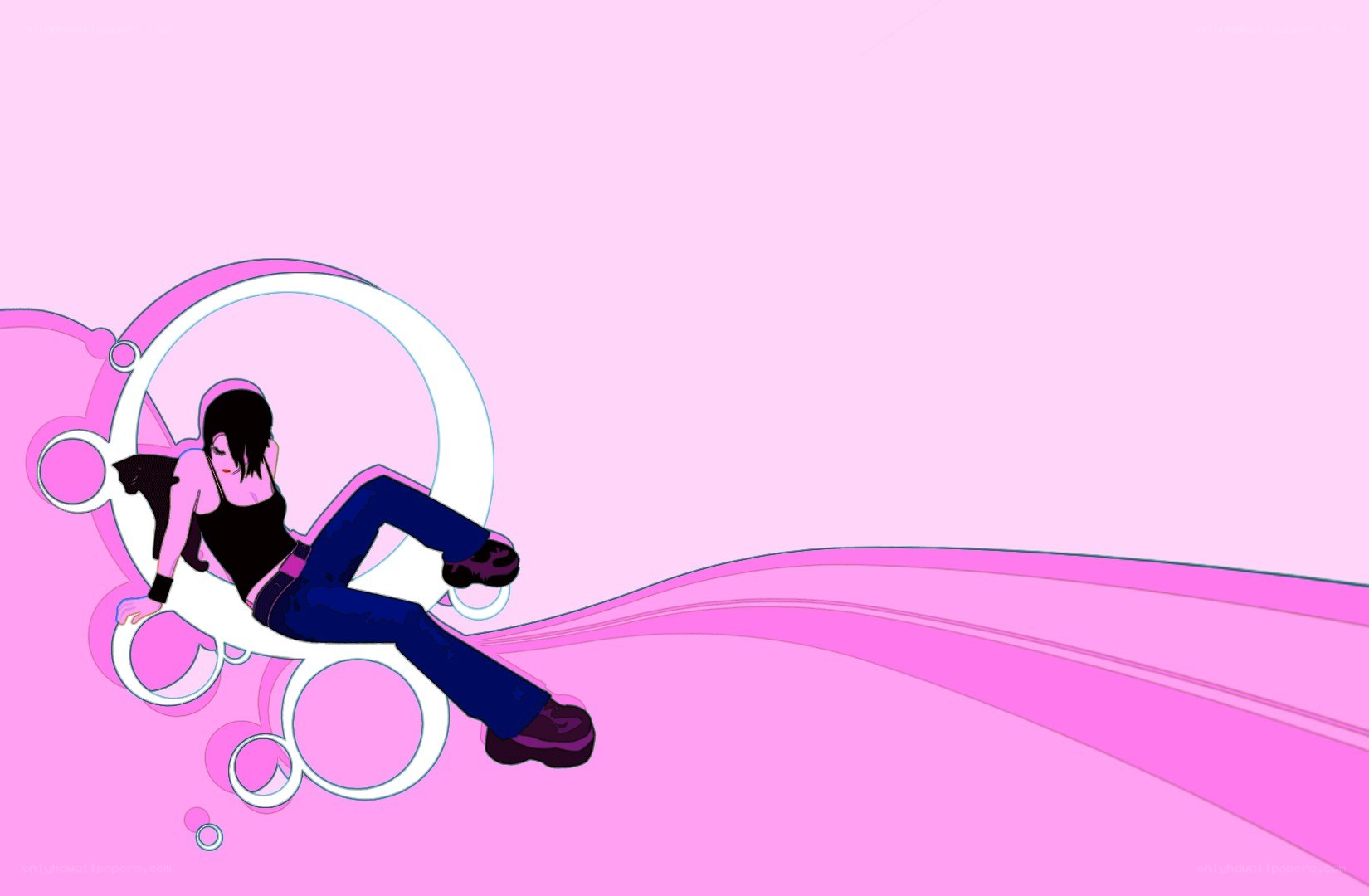 anime girl on pink background