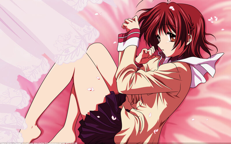 Anime girl on pink background