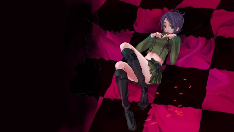 anime girl on pink fabric
