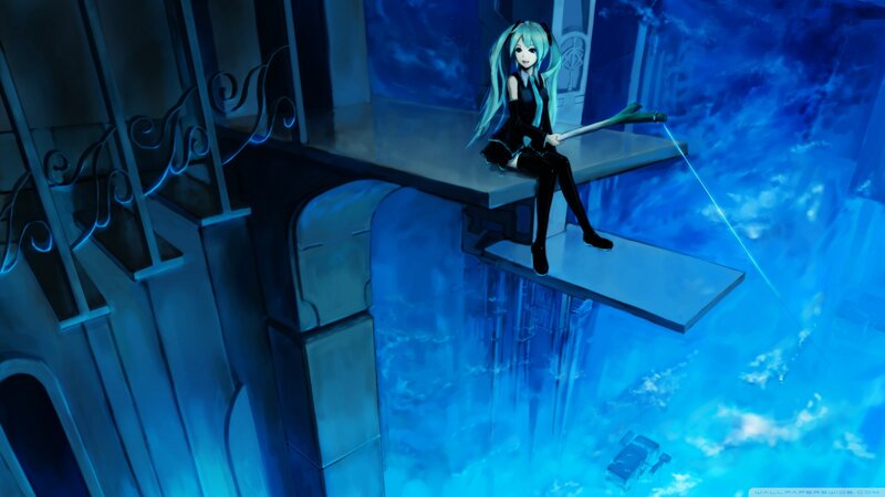 Anime Girl on Platform — Blue, Dramatic