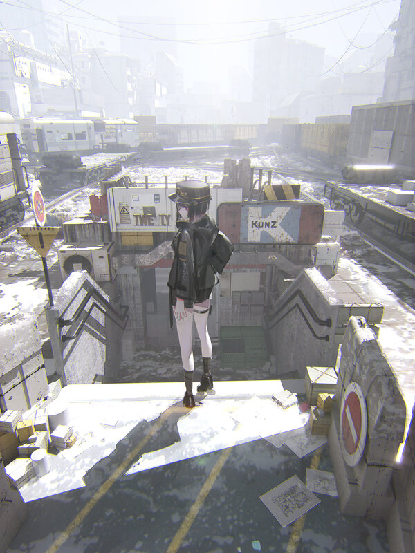 Anime Girl on Platform — White