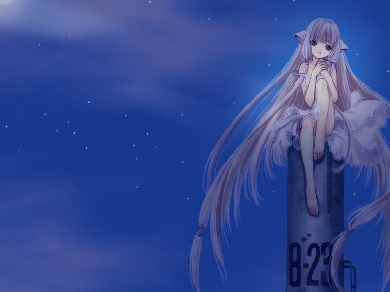 anime girl on pole at night