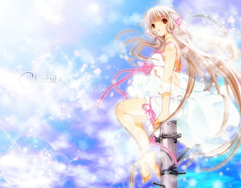 Anime Girl on Pole — Blue, Dreamy, Long Hair