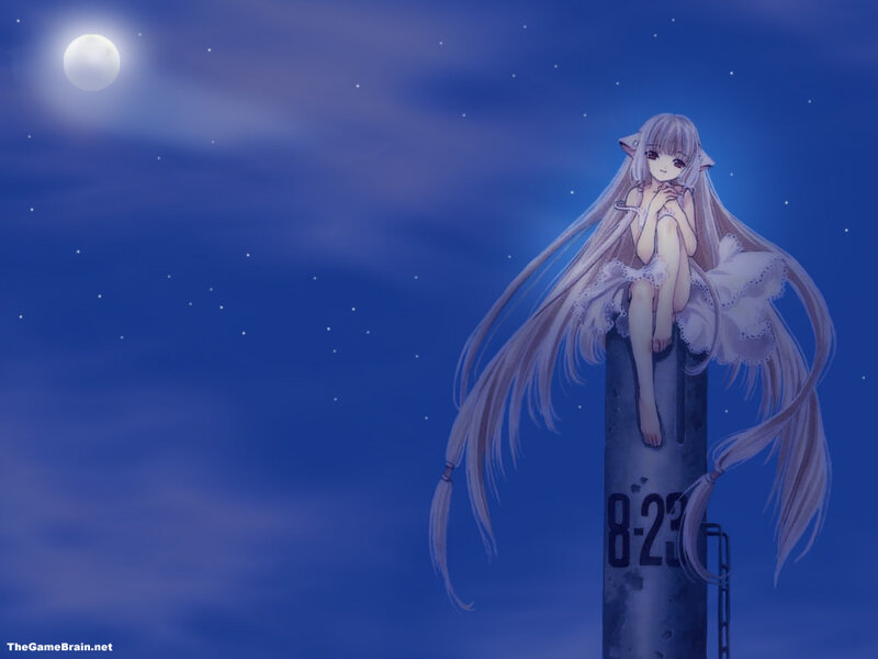 Anime Girl on Pole — Blue, Serene