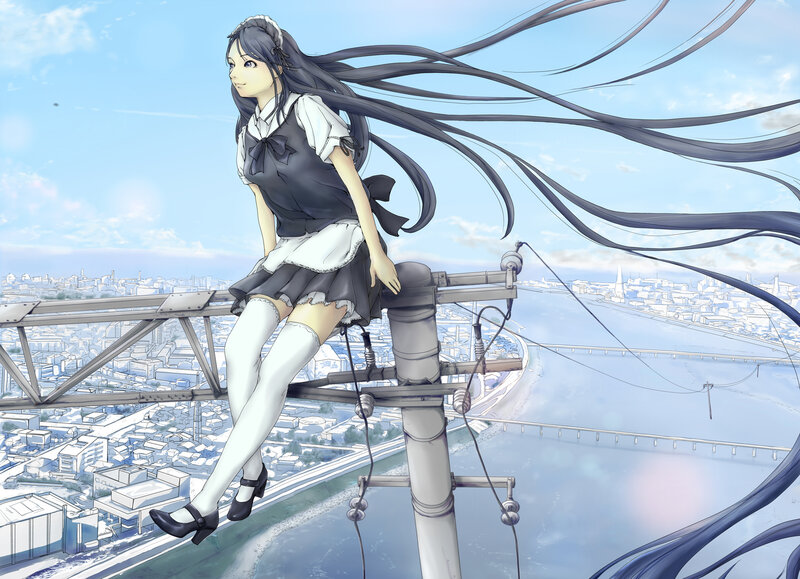 Anime Girl on Pole — Blue